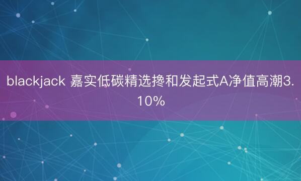 blackjack 嘉实低碳精选搀和发起式A净值高潮3.10%