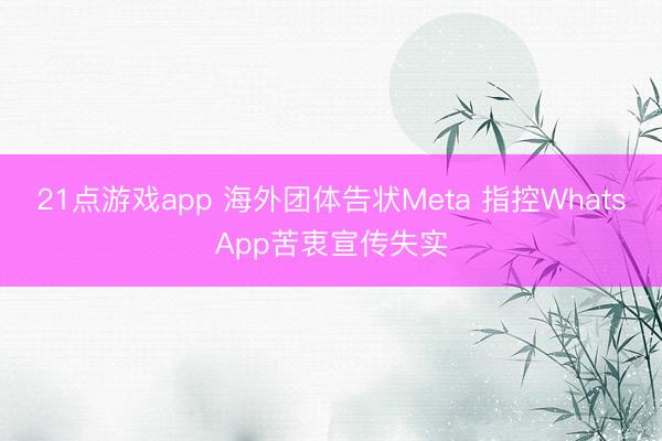 21点游戏app 海外团体告状Meta 指控WhatsApp苦衷宣传失实