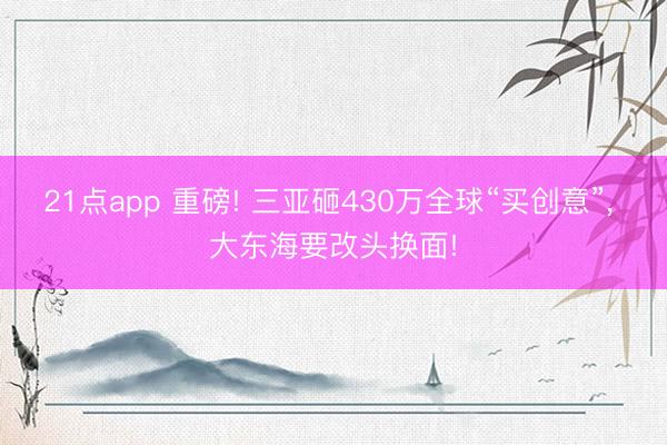 21点app 重磅! 三亚砸430万全球“买创意”， 大东海要改头换面!