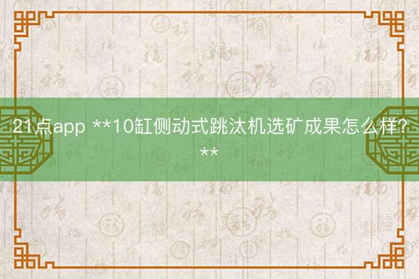21点app **10缸侧动式跳汰机选矿成果怎么样？**
