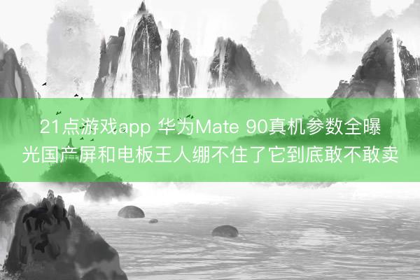 21点游戏app 华为Mate 90真机参数全曝光国产屏和电板王人绷不住了它到底敢不敢卖