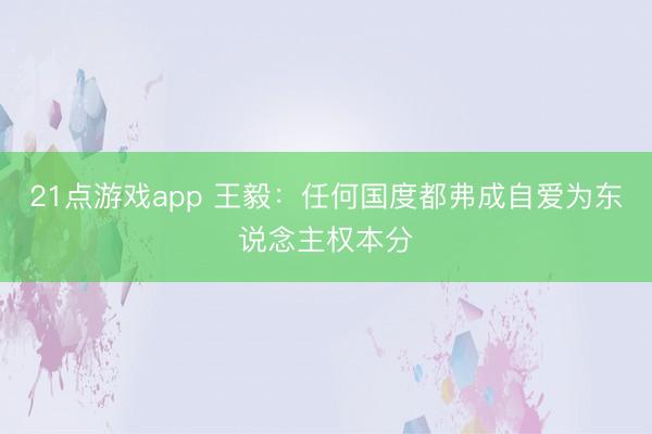 21点游戏app 王毅：任何国度都弗成自爱为东说念主权本分