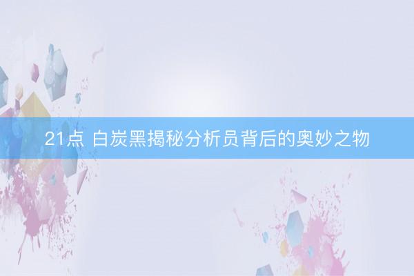 21点 白炭黑揭秘分析员背后的奥妙之物