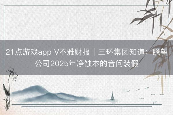 21点游戏app V不雅财报｜三环集团知道：瞻望公司2025年净蚀本的音问装假