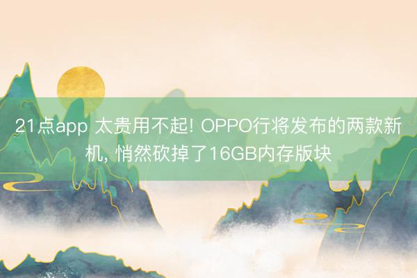 21点app 太贵用不起! OPPO行将发布的两款新机, 悄然砍掉了16GB内存版块