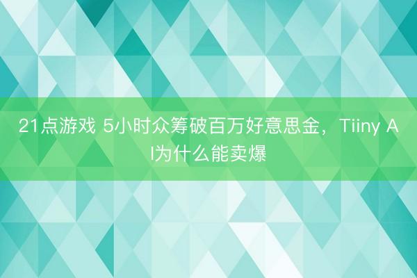 21点游戏 5小时众筹破百万好意思金，Tiiny AI为什么能卖爆