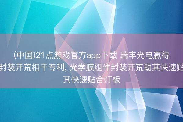 (中国)21点游戏官方app下载 瑞丰光电赢得光学膜封装开荒相干专利, 光学膜组件封装开荒助其快速贴合灯板