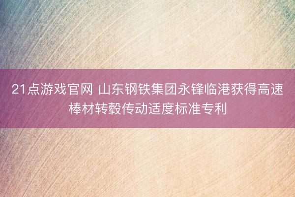 21点游戏官网 山东钢铁集团永锋临港获得高速棒材转毂传动适度标准专利