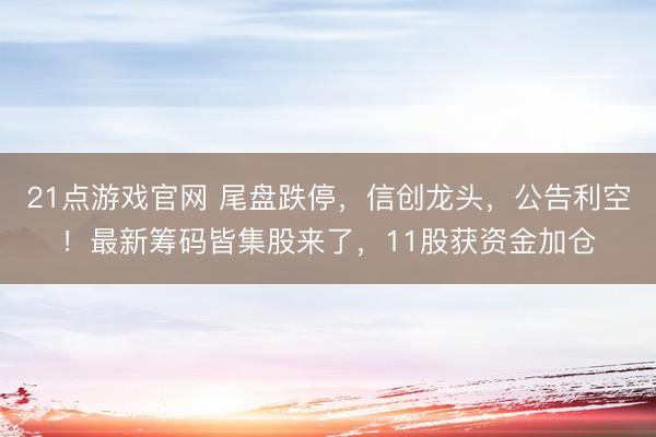 21点游戏官网 尾盘跌停，信创龙头，公告利空！最新筹码皆集股来了，11股获资金加仓