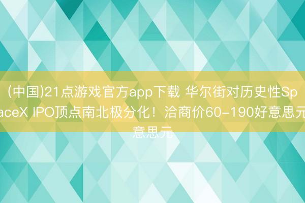 (中国)21点游戏官方app下载 华尔街对历史性SpaceX IPO顶点南北极分化！洽商价60-190好意思元