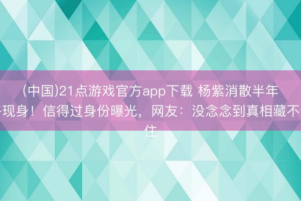 (中国)21点游戏官方app下载 杨紫消散半年终现身！信得过身份曝光，网友：没念念到真相藏不住